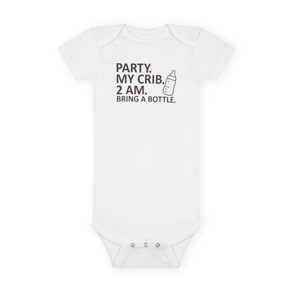 Funny Baby Onesie - Party My Crib 2 AM Bring A Bottle Bodysuit | Cute Infant Clothes