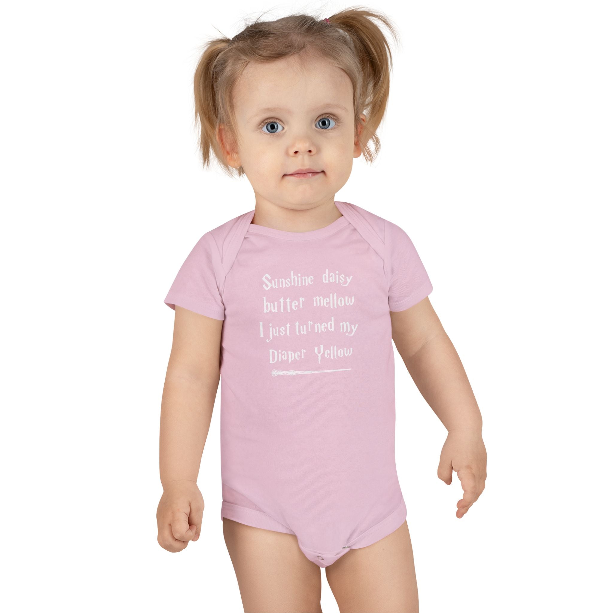 Funny Wizard Baby Onesie - Sunshine Daisy Tried My Diaper Yellow Bodysuit