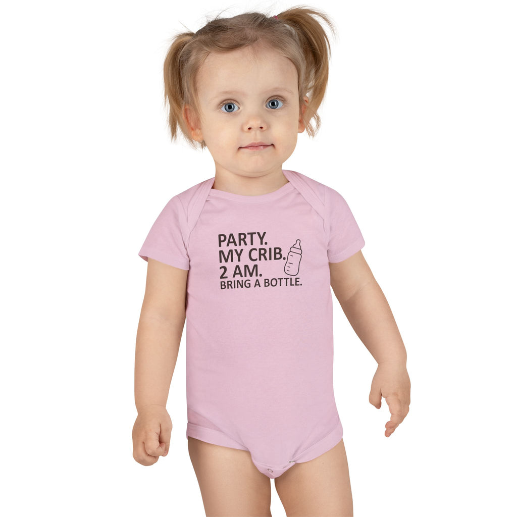 Funny Baby Onesie - Party My Crib 2 AM Bring A Bottle Bodysuit | Cute Infant Clothes