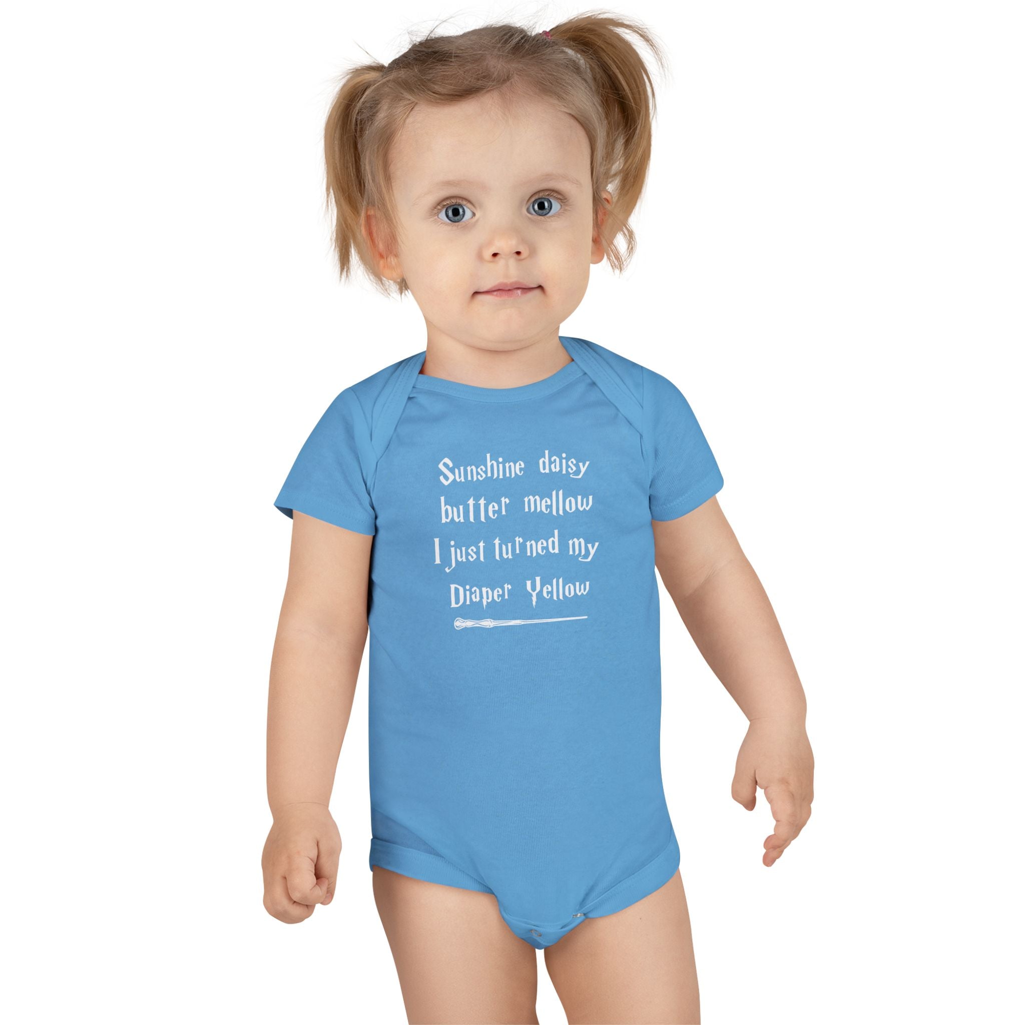 Funny Wizard Baby Onesie - Sunshine Daisy Tried My Diaper Yellow Bodysuit