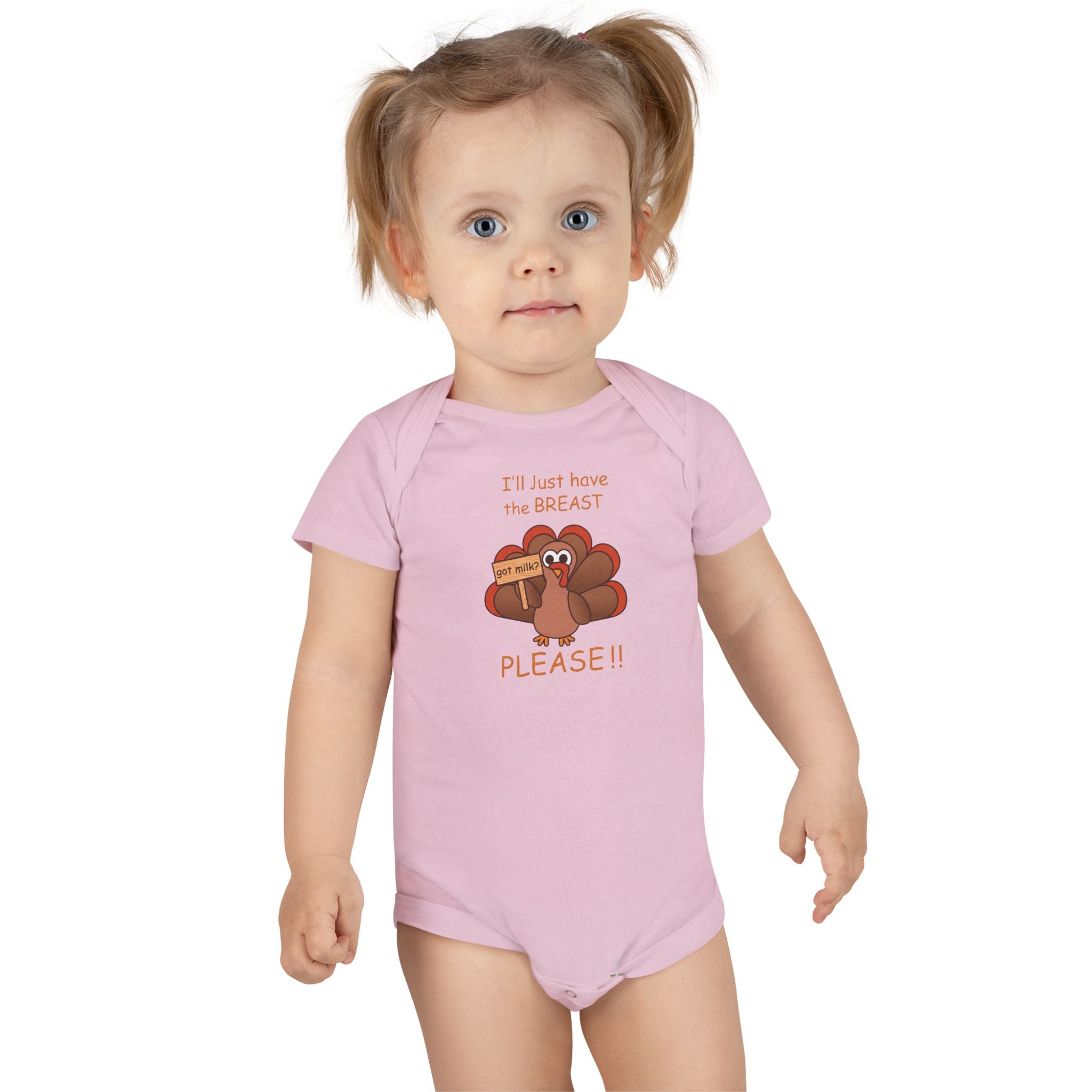 Funny Thanksgiving Baby Onesie - I'll Just Have The Breast Please Turkey Bodysuit