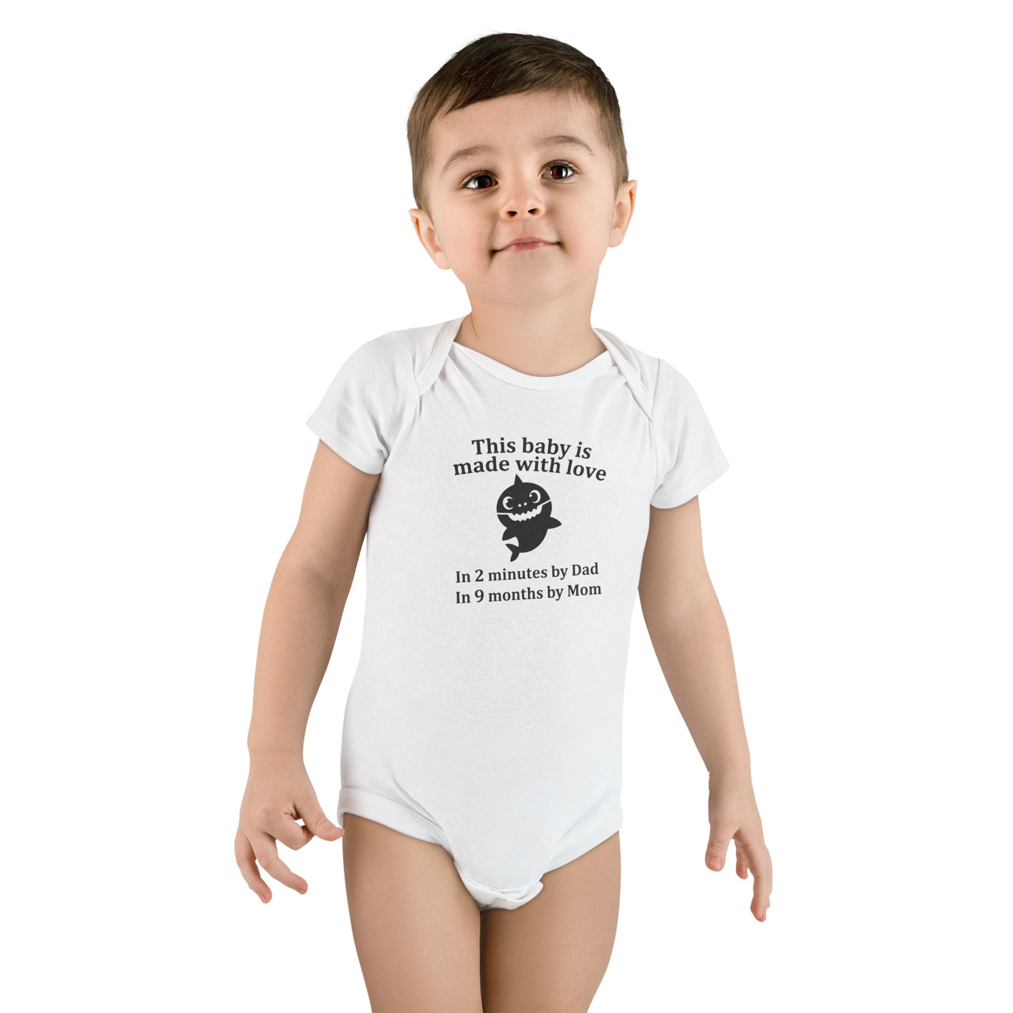 Funny Baby Onesie - Made With Love Baby Shark Bodysuit | Hilarious Infant Clothes