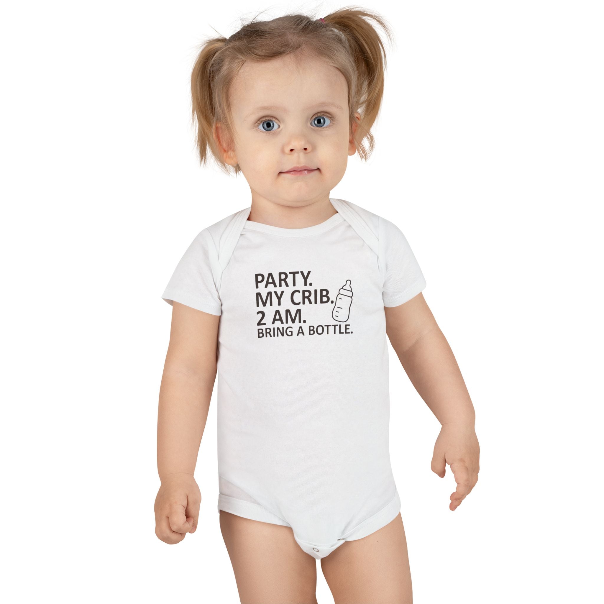 Funny Baby Onesie - Party My Crib 2 AM Bring A Bottle Bodysuit | Cute Infant Clothes