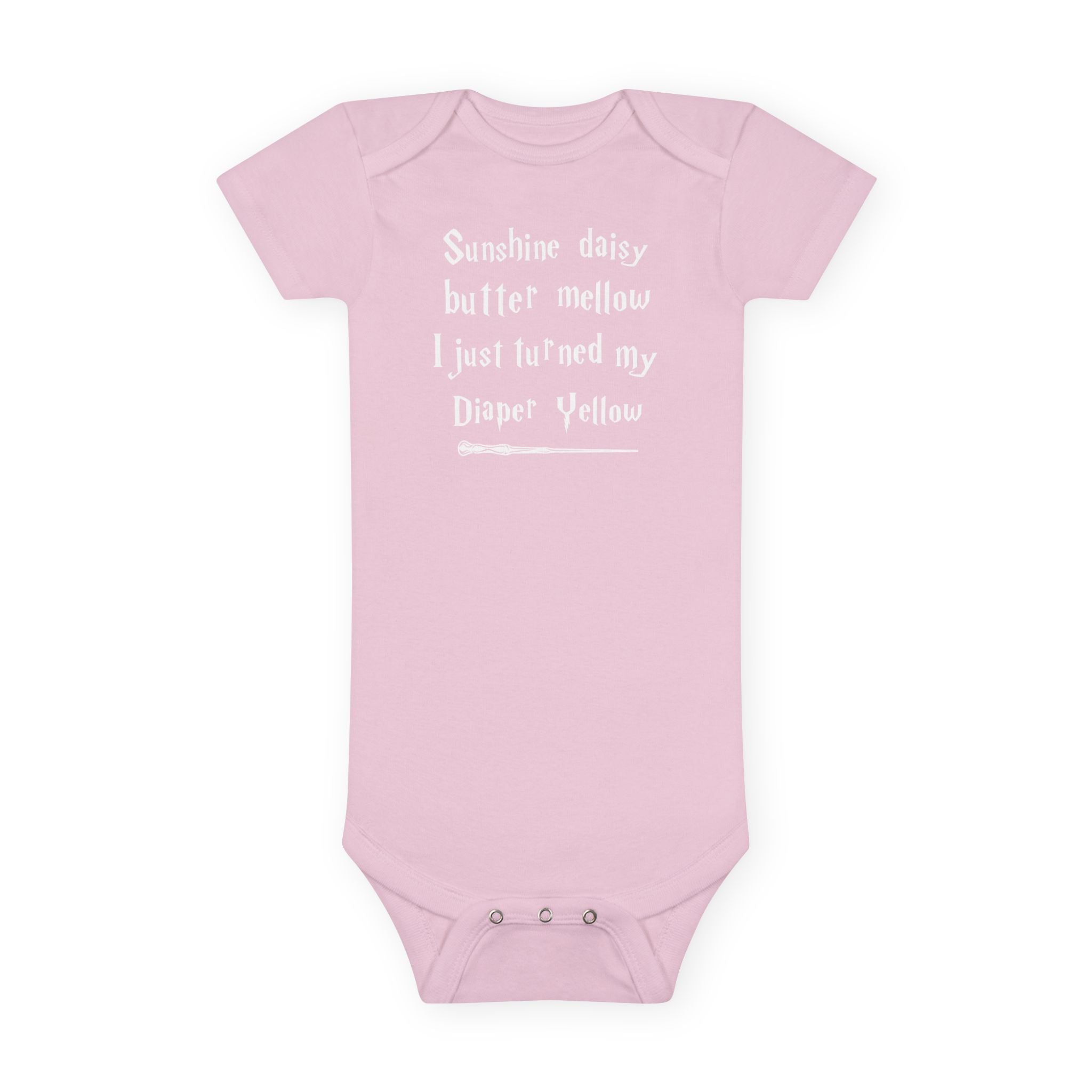 Funny Wizard Baby Onesie - Sunshine Daisy Tried My Diaper Yellow Bodysuit