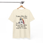 Funny Unicorn Graphic Tee - Take Me As I Am Step On A Lego Unisex T-Shirt  Description: