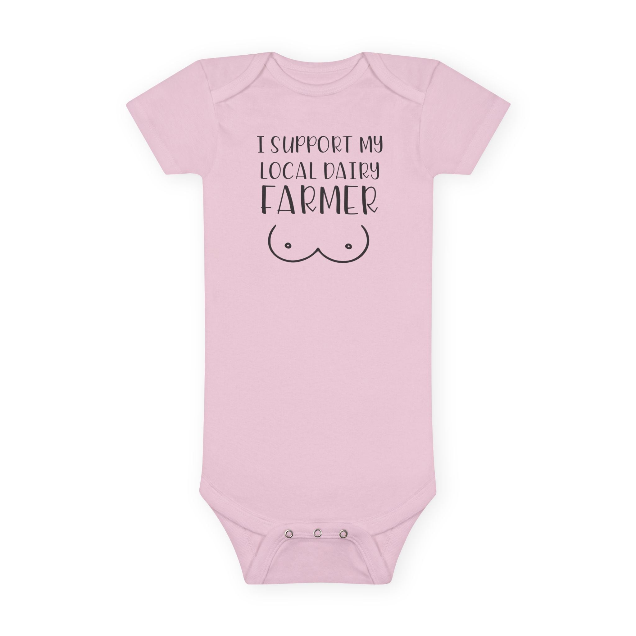 Funny Baby Onesie - I Support My Local Dairy Farmer Bodysuit | Cute Infant Clothes Pun