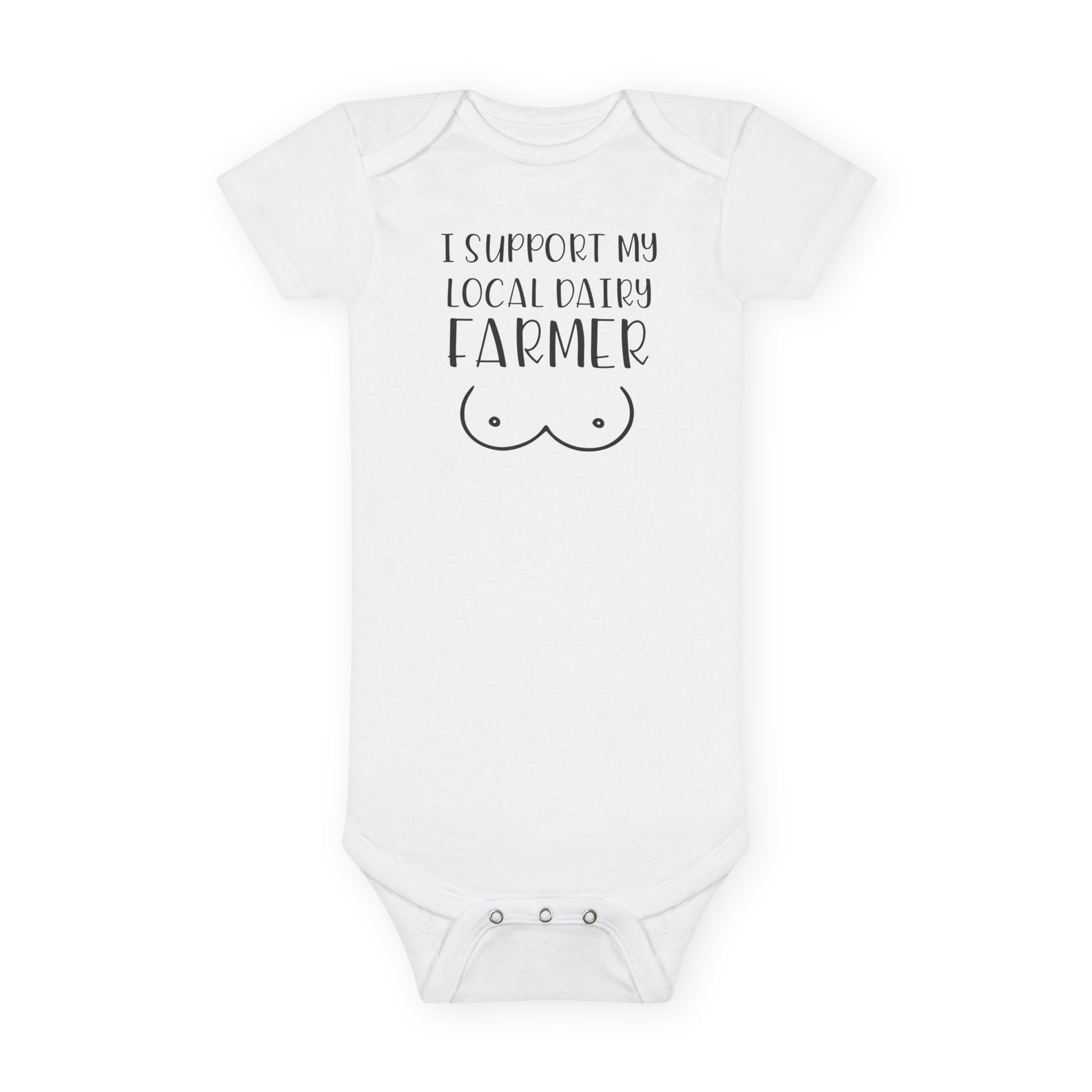Funny Baby Onesie - I Support My Local Dairy Farmer Bodysuit | Cute Infant Clothes Pun