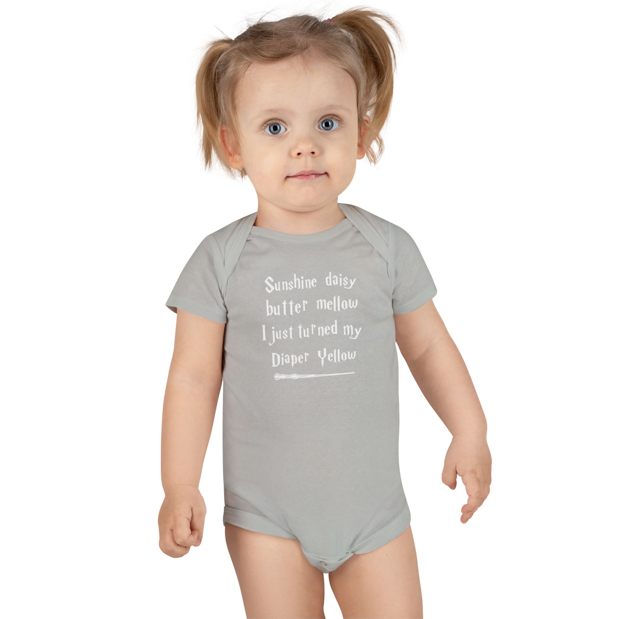 Funny Wizard Baby Onesie - Sunshine Daisy Tried My Diaper Yellow Bodysuit