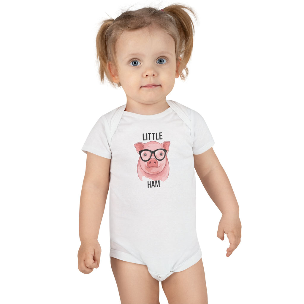 Cute Pig Baby Onesie - Little Ham Bodysuit | Funny Infant Animal Clothes Pun