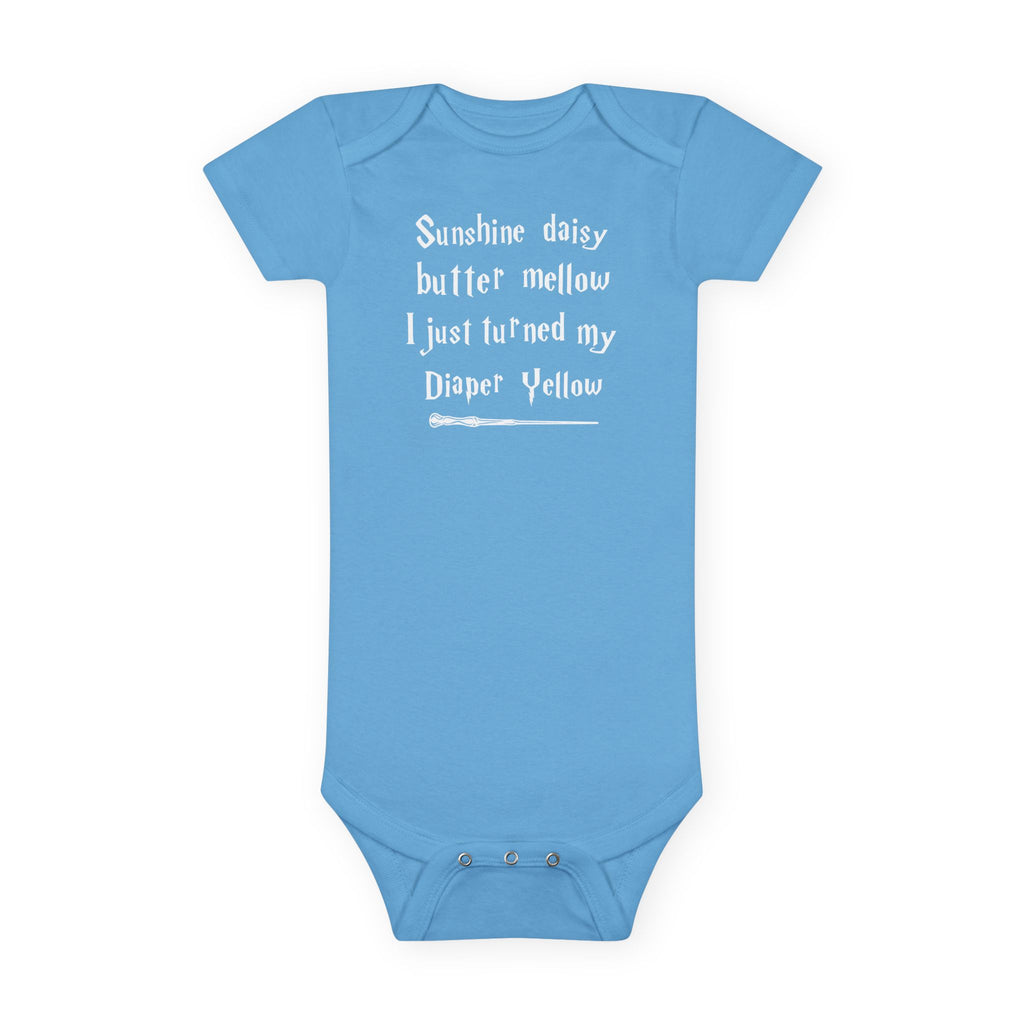 Funny Wizard Baby Onesie - Sunshine Daisy Tried My Diaper Yellow Bodysuit