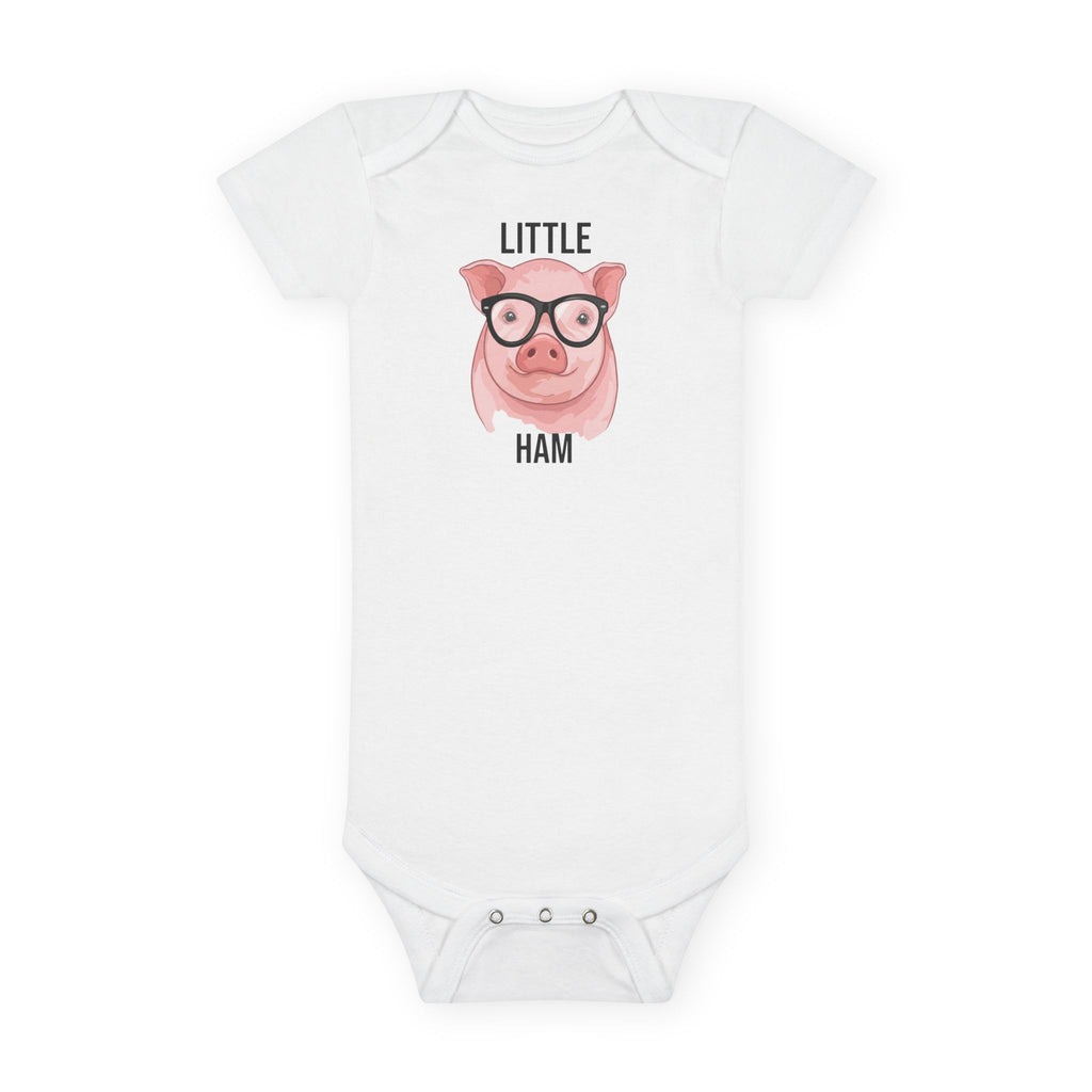 Cute Pig Baby Onesie - Little Ham Bodysuit | Funny Infant Animal Clothes Pun