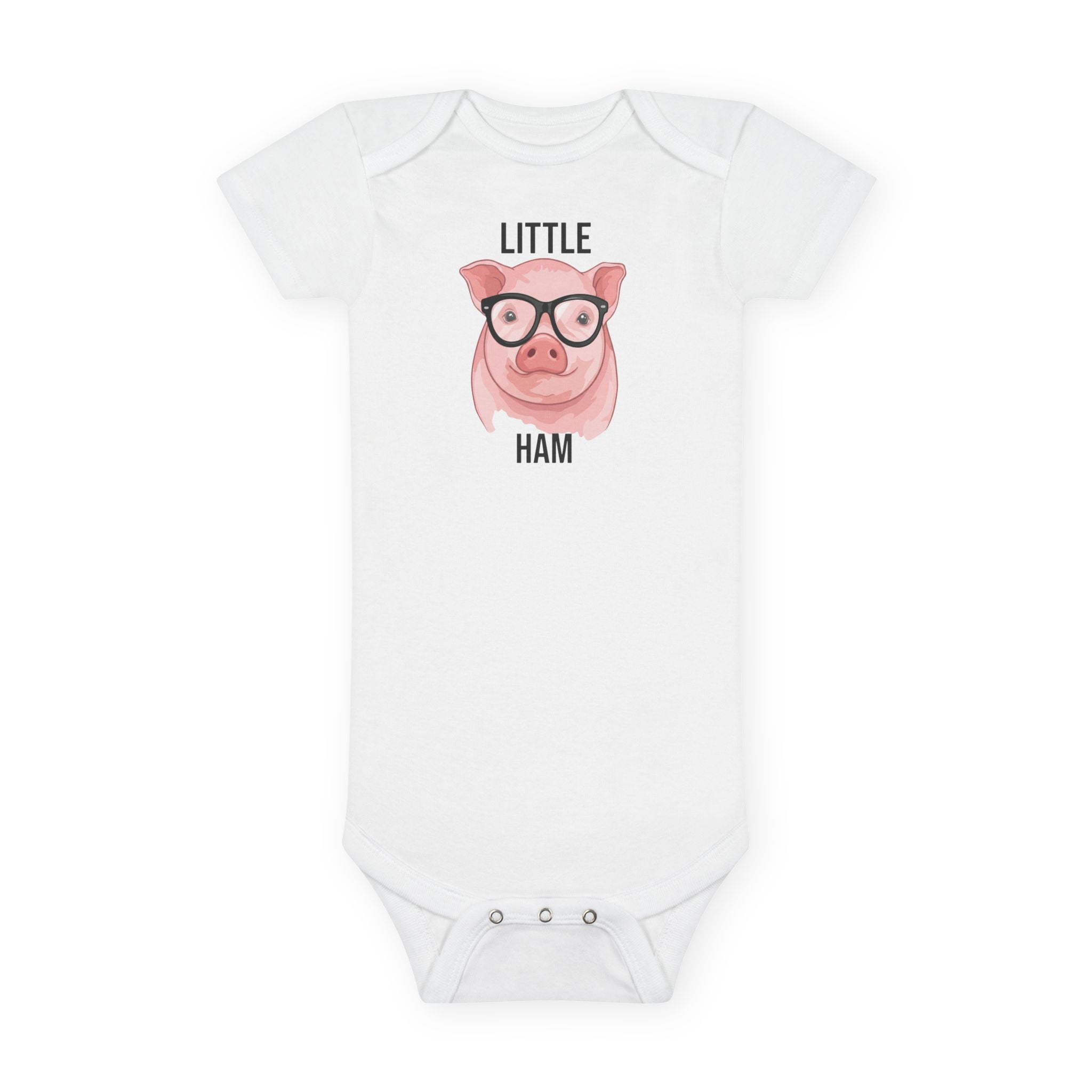 Cute Pig Baby Onesie - Little Ham Bodysuit | Funny Infant Animal Clothes Pun