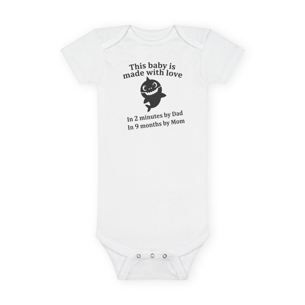 Funny Baby Onesie - Made With Love Baby Shark Bodysuit | Hilarious Infant Clothes