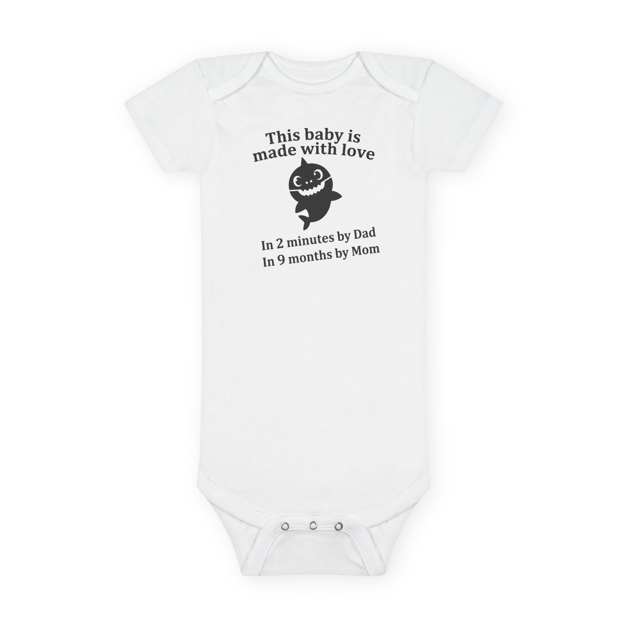 Funny Baby Onesie - Made With Love Baby Shark Bodysuit | Hilarious Infant Clothes