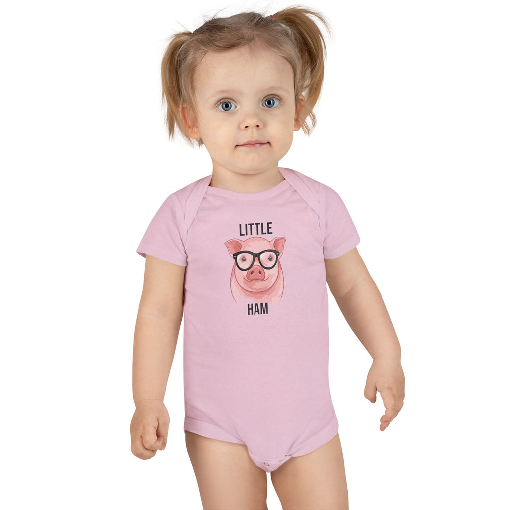 Cute Pig Baby Onesie - Little Ham Bodysuit | Funny Infant Animal Clothes Pun