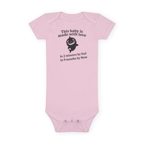 Funny Baby Onesie - Made With Love Baby Shark Bodysuit | Hilarious Infant Clothes