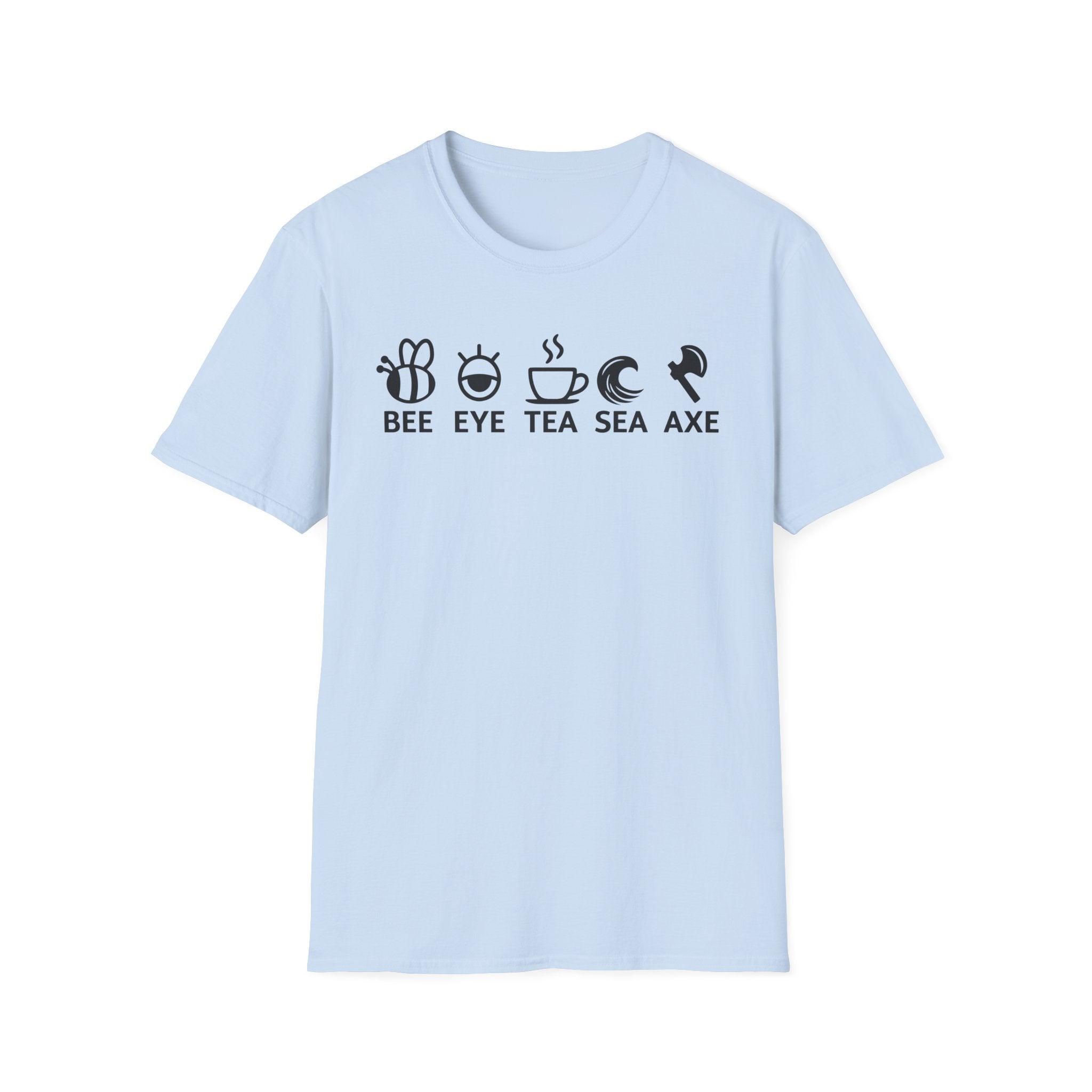 Bee Eye Tea Sea Axe T-Shirt — Funny Visual Pun Graphic Tee