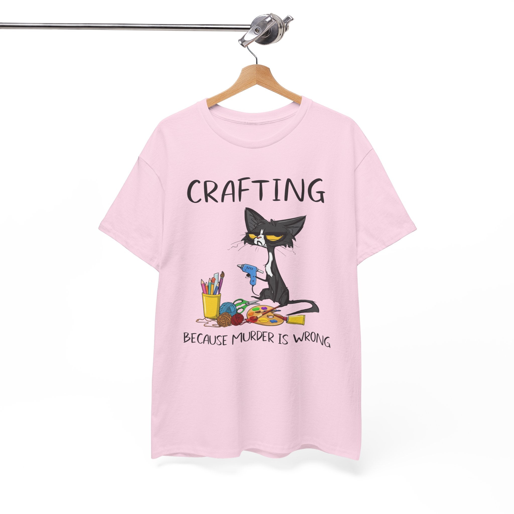 Funny Crafting Graphic Tee - Crafting Because Murder Is Wrong Cat Unisex T-Shirt