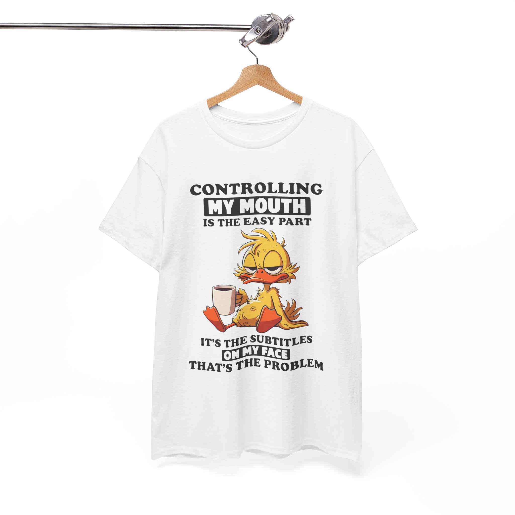 Funny Duck Graphic Tee - Controlling My Mouth Subtitles On My Face Unisex T-Shirt