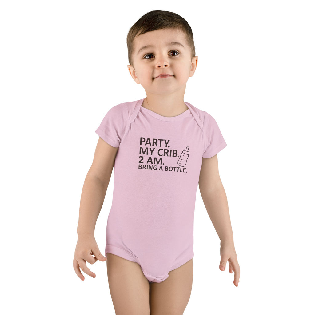 Funny Baby Onesie - Party My Crib 2 AM Bring A Bottle Bodysuit | Cute Infant Clothes