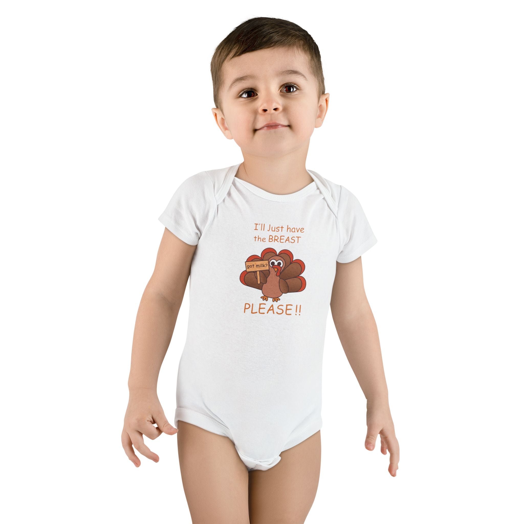 Funny Thanksgiving Baby Onesie - I'll Just Have The Breast Please Turkey Bodysuit
