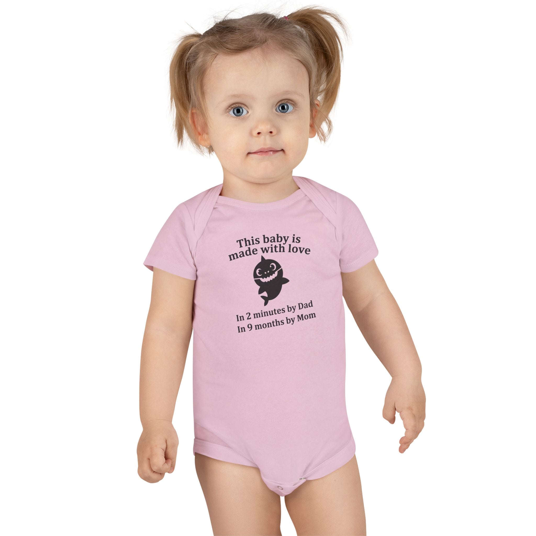 Funny Baby Onesie - Made With Love Baby Shark Bodysuit | Hilarious Infant Clothes