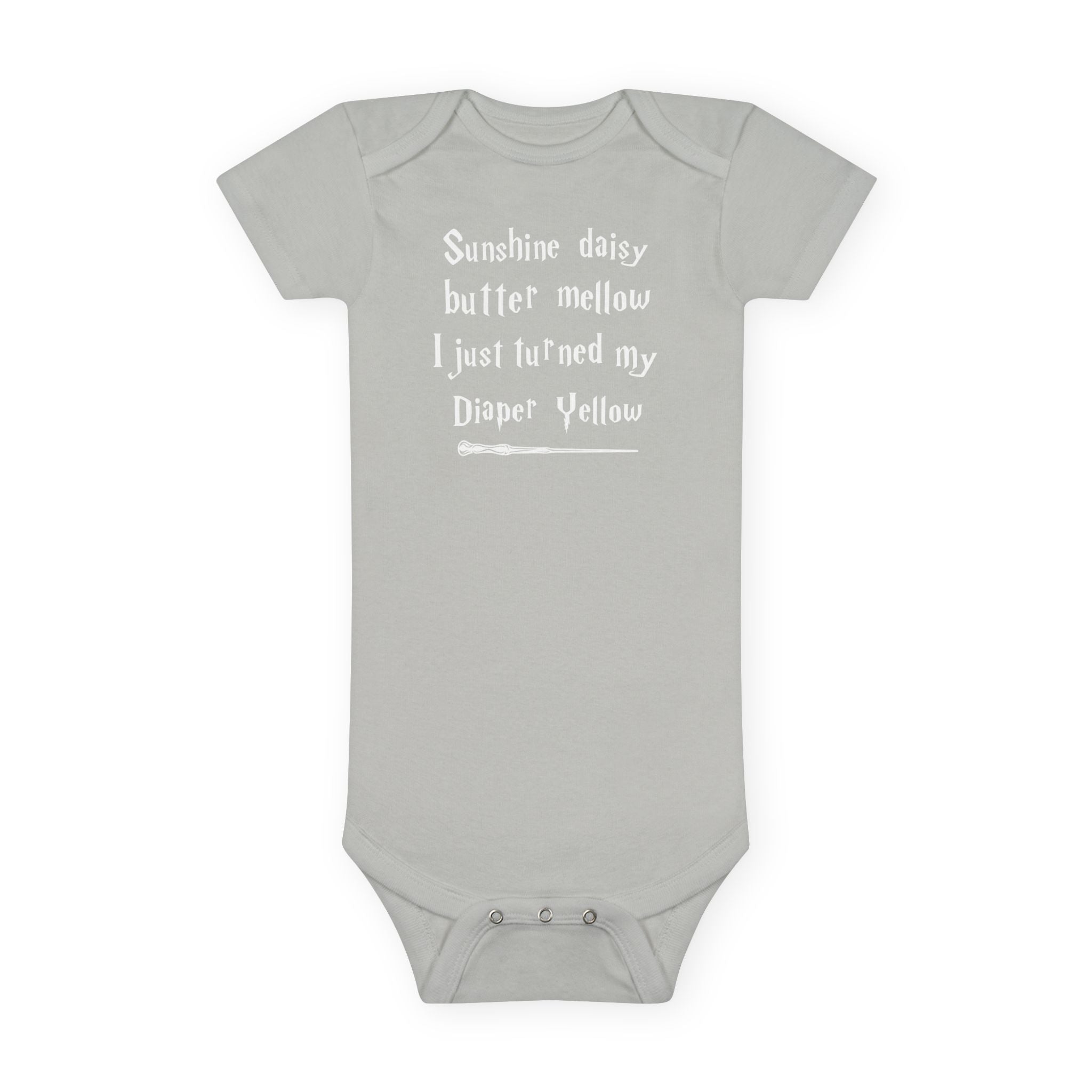Funny Wizard Baby Onesie - Sunshine Daisy Tried My Diaper Yellow Bodysuit