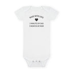 Funny Baby Onesie - Made With Love: 2 Minutes By Dad 9 Months By Mom | Cute Infant Bodysuit
